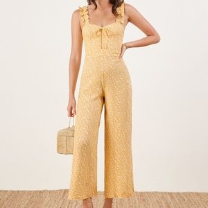 REFORMATION Yellow Floral Jumpsuit